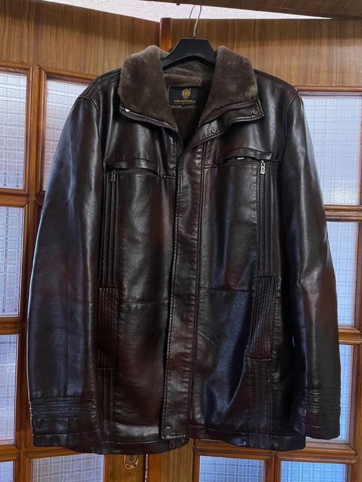 Men Winter Jacket Brown Sheepskin 42