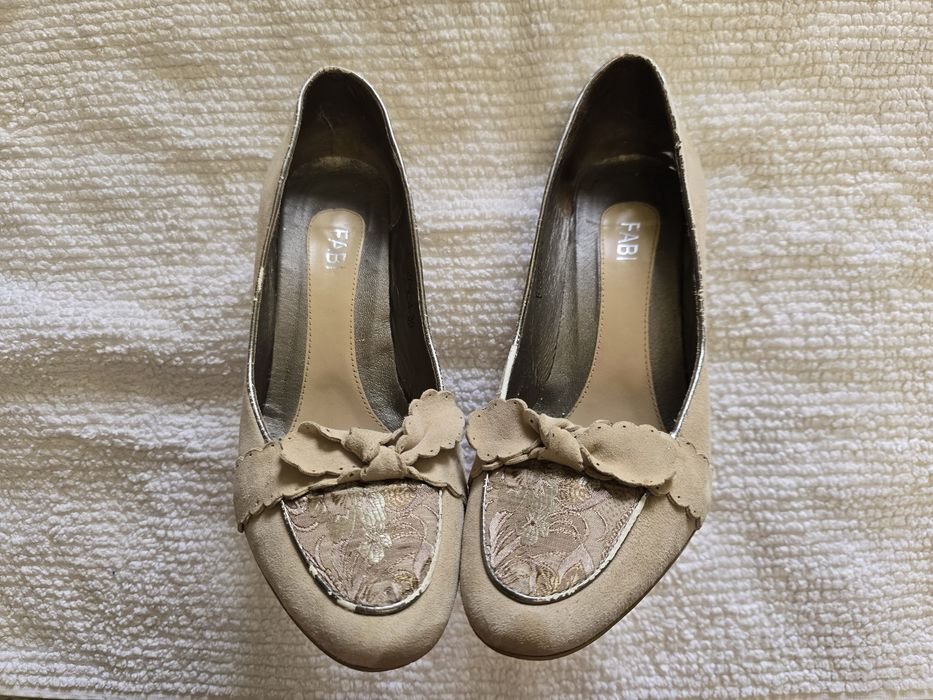 Damen High Heels Beige Wildleder 39