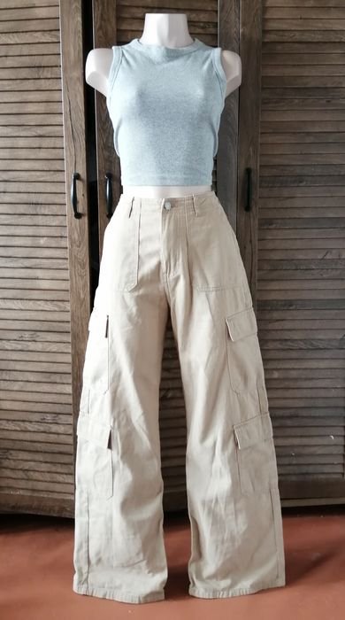 Women Cargo Trousers Beige 38