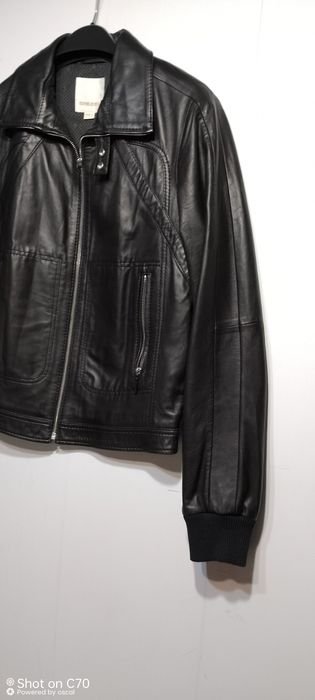 Men Diesel Jacket Black Leather 40