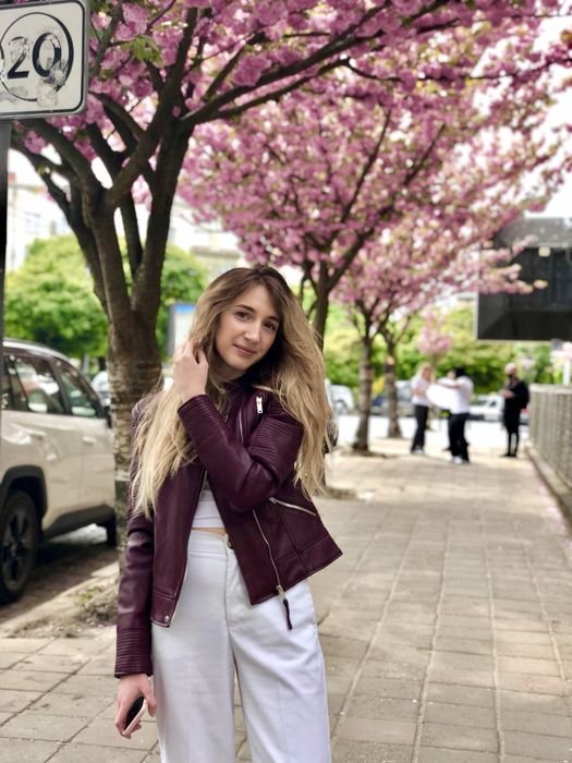 Женская Куртка Эко-Кожа Бордовый 34