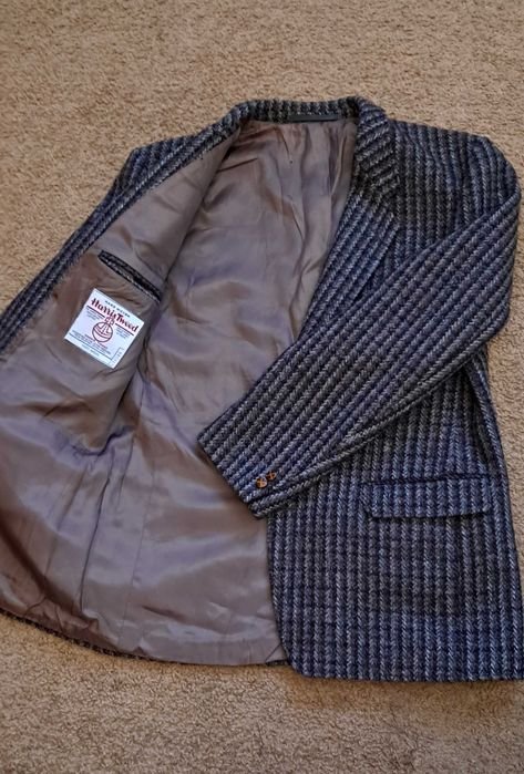 Men Harris Tweed Blazer Brown 44