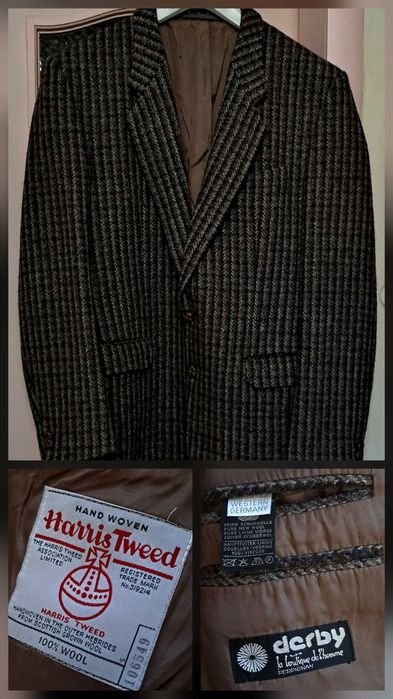 Men Harris Tweed Blazer Brown 44