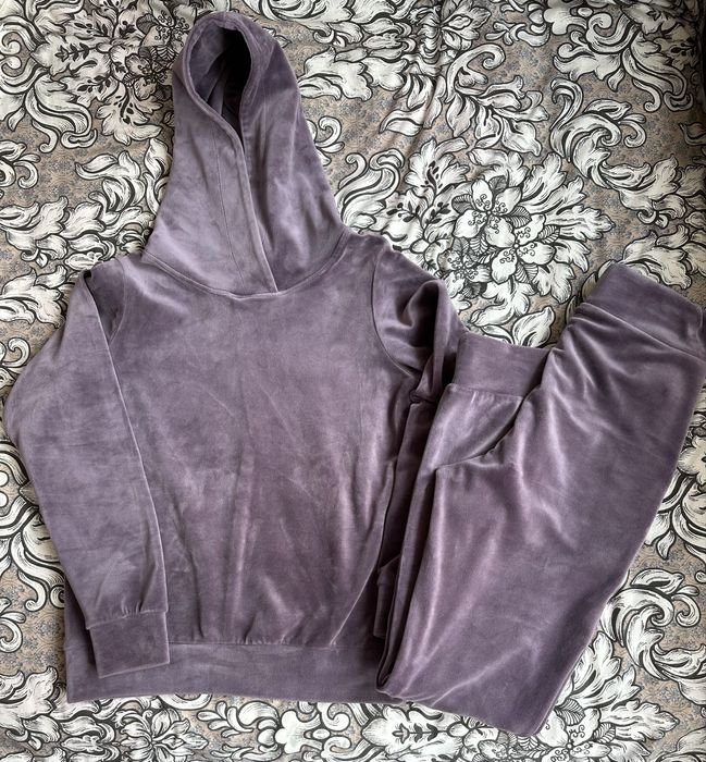 Damen Velours Anzug Lila 36