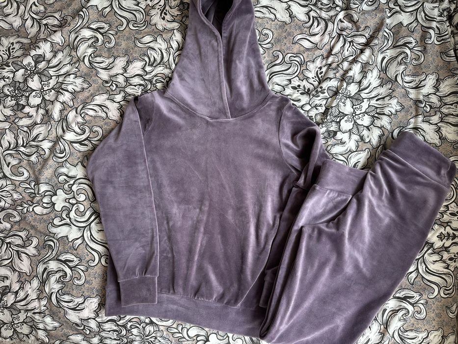Damen Velours Anzug Lila 36