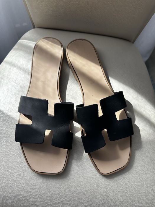 Women Sandals Black Leather 40