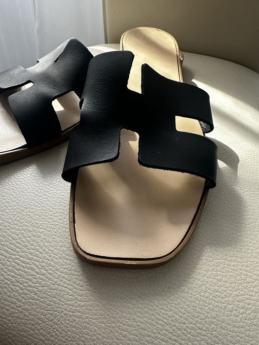 Women Sandals Black Leather 40