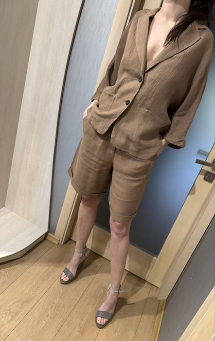 Femme Peserico Costume Marron Lin