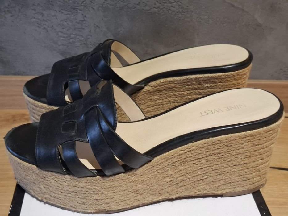 Damen Nine West Sandalen Schwarz Leder 39