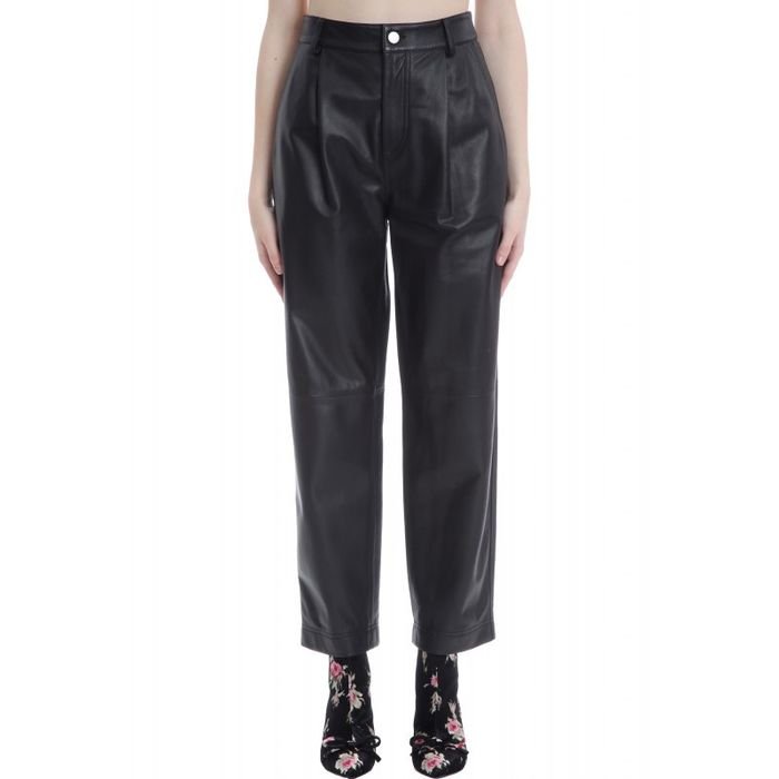 Женские Red Valentino Брюки Чёрные Кожаные