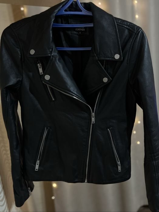 Herren Lederjacke Schwarz 36