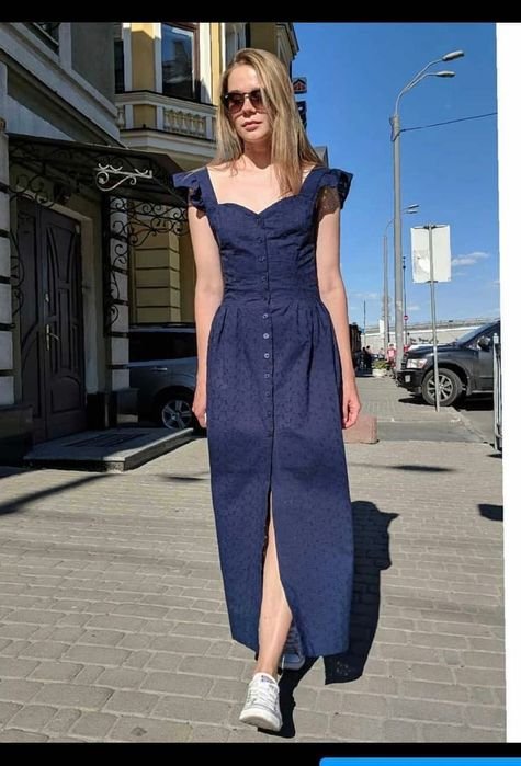 Women Thesolla Dress Navy Cotton 36