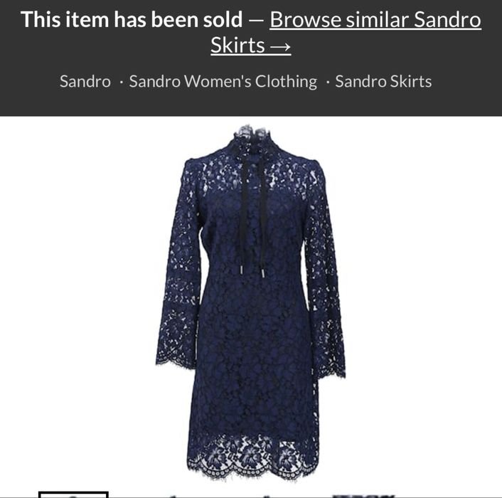 Women Sandro Dress Navy Silk 34-36