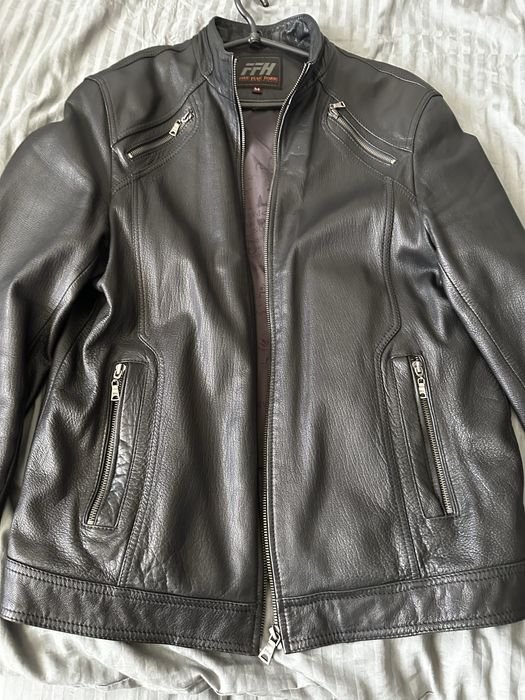 Men Leather Jacket Black 38