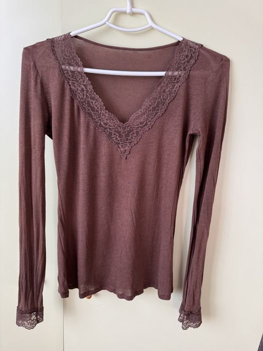 Women Tezenis Long Sleeve Brown Lace L