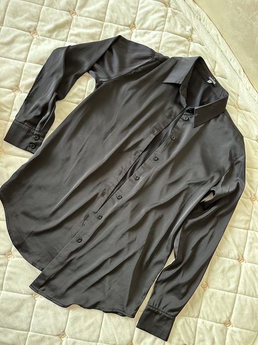 Damen Hemd Schwarz Seide 36