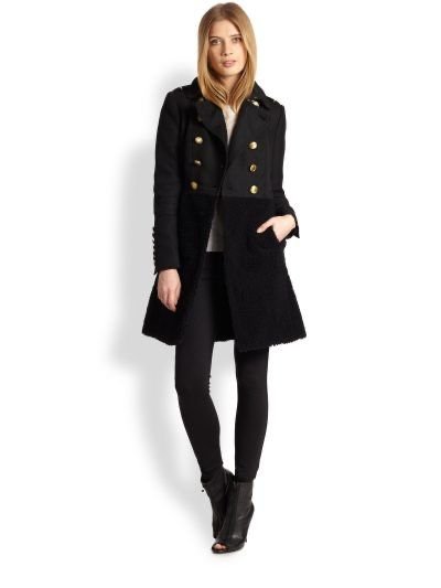 Femme Burberry Brit Manteau Noir S/XS