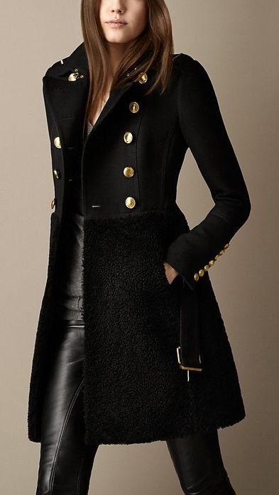 Femme Burberry Brit Manteau Noir S/XS