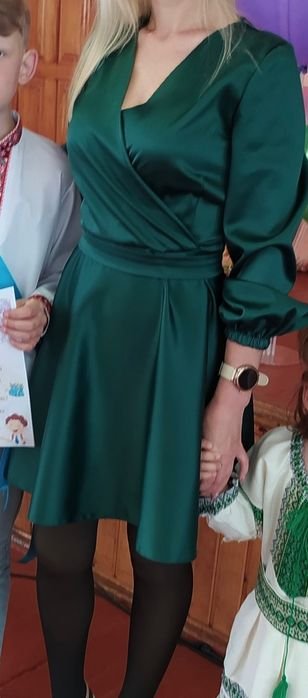 Donna Abito Verde Satin 36