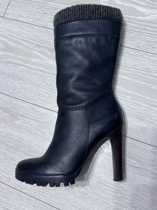 Women Calvin Klein Jeans Ankle Boots Black Leather