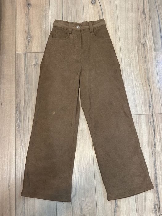 Women Trousers Brown Velvet 36
