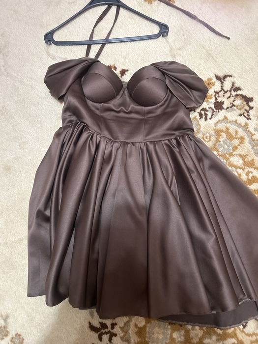 Женское Платье Коричневый Атлас 38