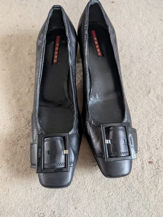 Women Heels Black Leather 38