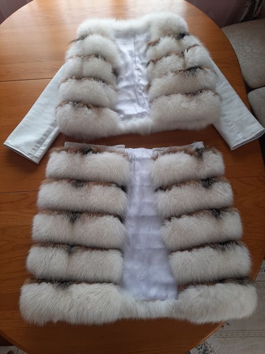 Femme Manteau en Fourrure Renard Blanc 38