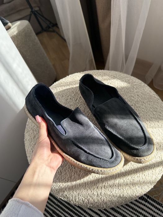 Homme Loro Piana Mocassins Bleu Suède 42
