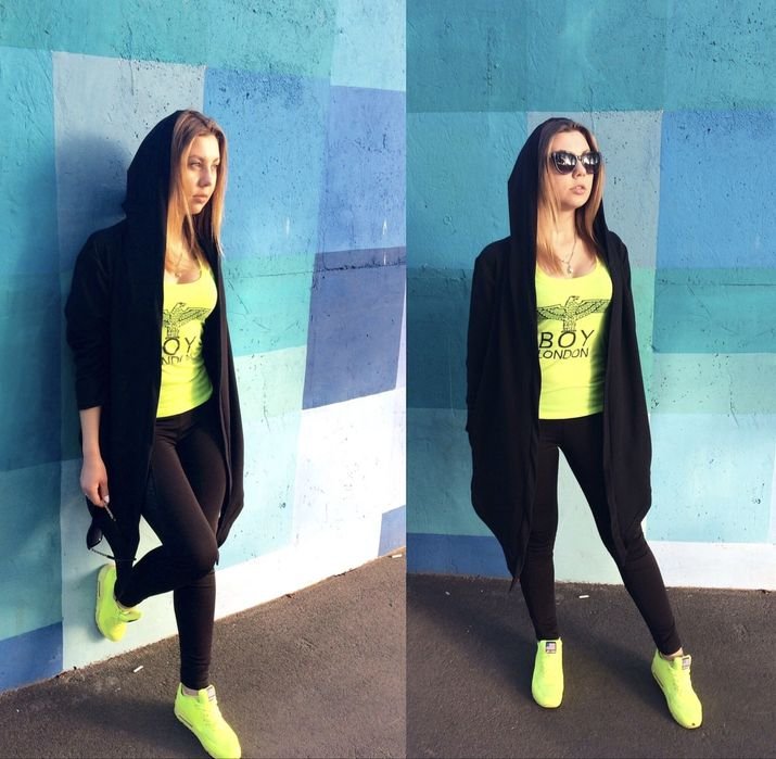 Damen Poncho Schwarz 38