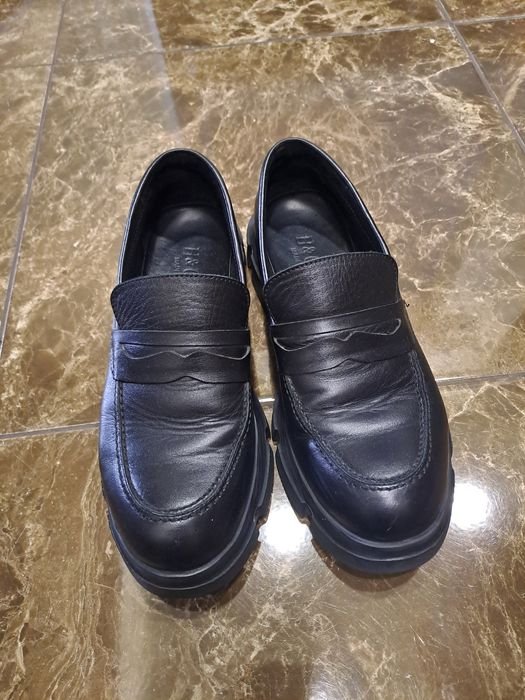 Damen Loafers Schwarz Leder 37