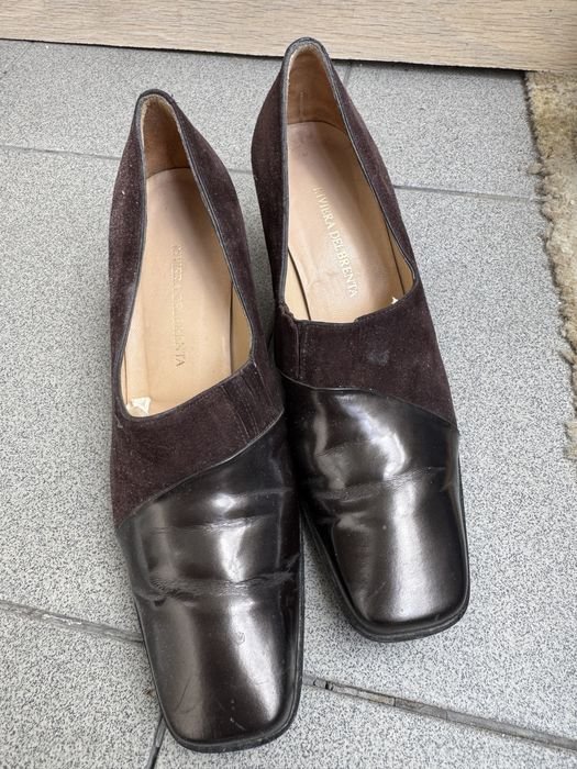 Women Heels Brown Leather 38