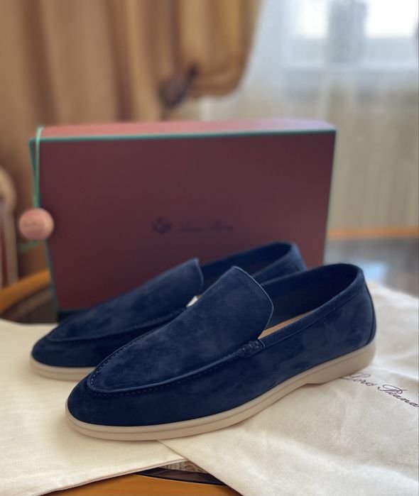 Homme Loro Piana Mocassins Bleu Marine Suède 43