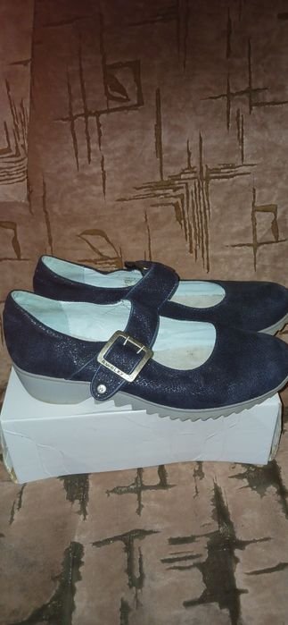 Women Heels Navy Leather 41