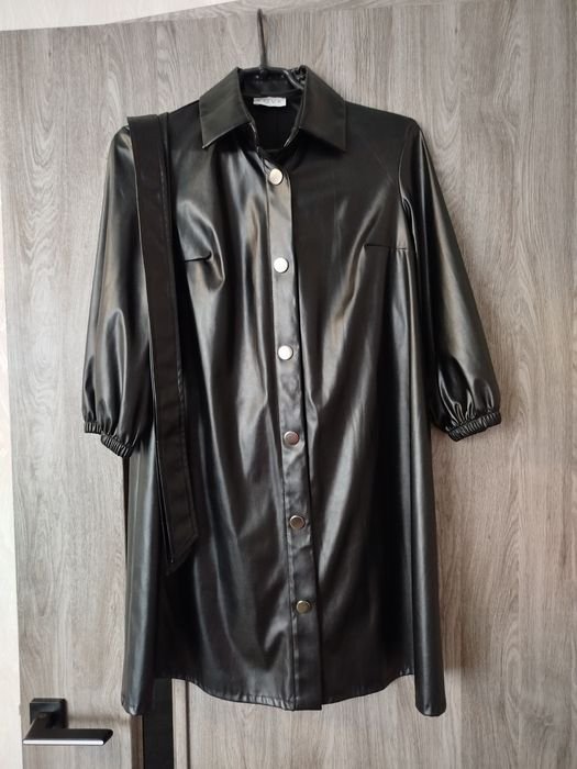 Donna Abito Nero Ecopelle 38