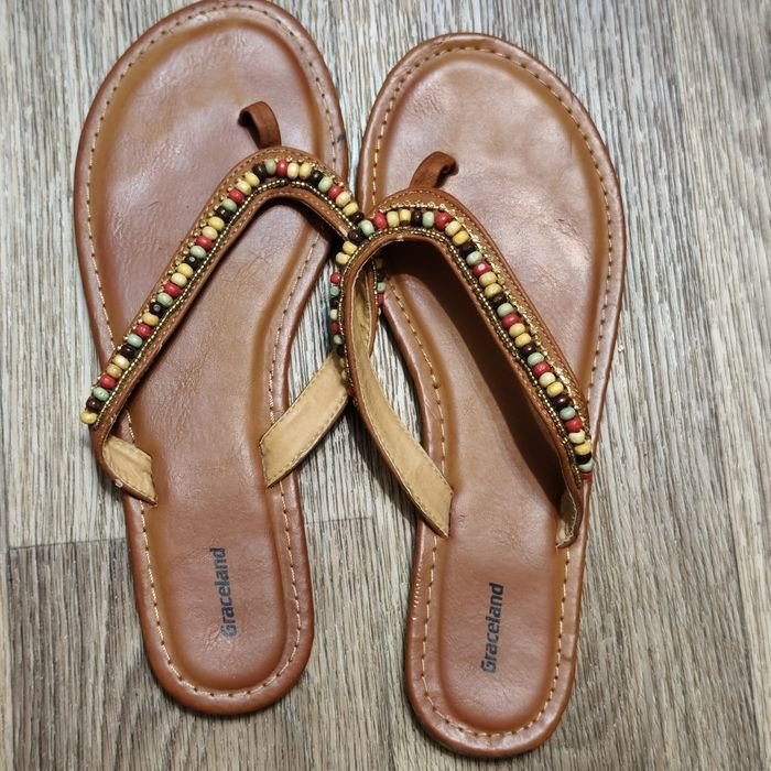 Femme Graceland Tongs Marron Cuir Synthétique 38