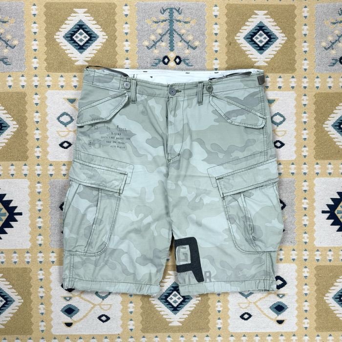 Men G-Star Raw Cargo Shorts Green Cotton 34