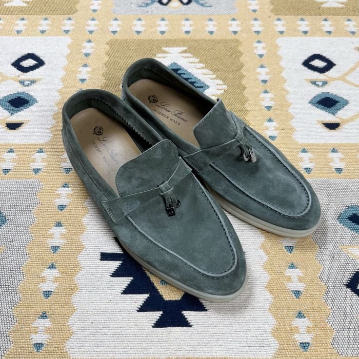 Homme Loro Piana Mocassins Vert Suède 40