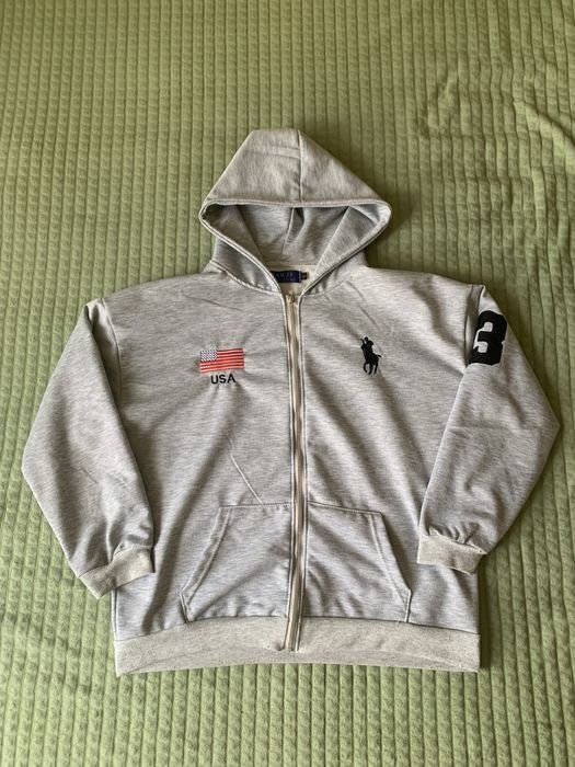 Uomo Ralph Lauren Zip-Hoodie Grigio