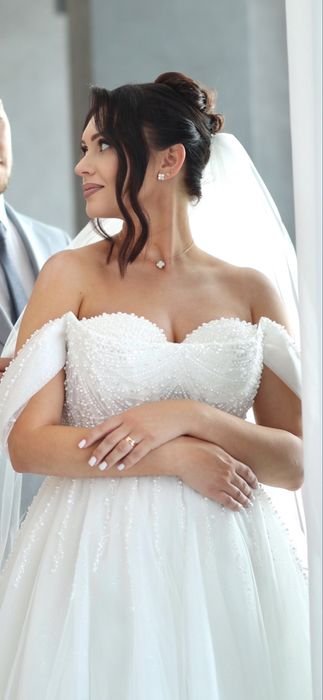 Femme Robe de Mariée Ivoire Tulle 38 / M / 46