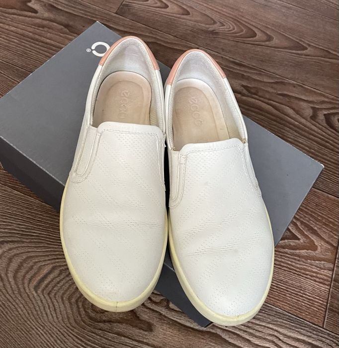Damen Ecco Slipper Weiß Leder 37