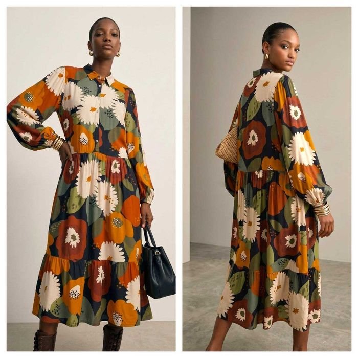 Damen TU Woman Kleid Mehrfarbig Viskose 46