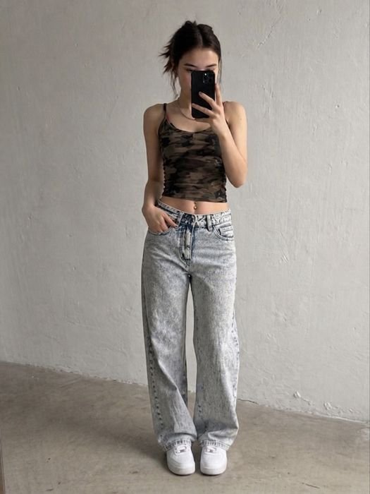 Женские Джинсы Широкие Acid Wash 26