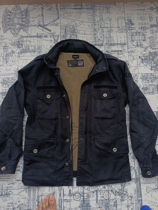 Herren Diesel Jacke Schwarz Denim L