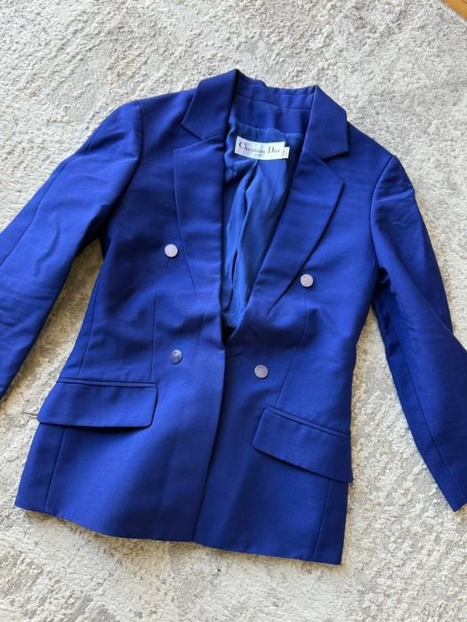 Damen Christian Dior Anzug Marineblau Wolle S