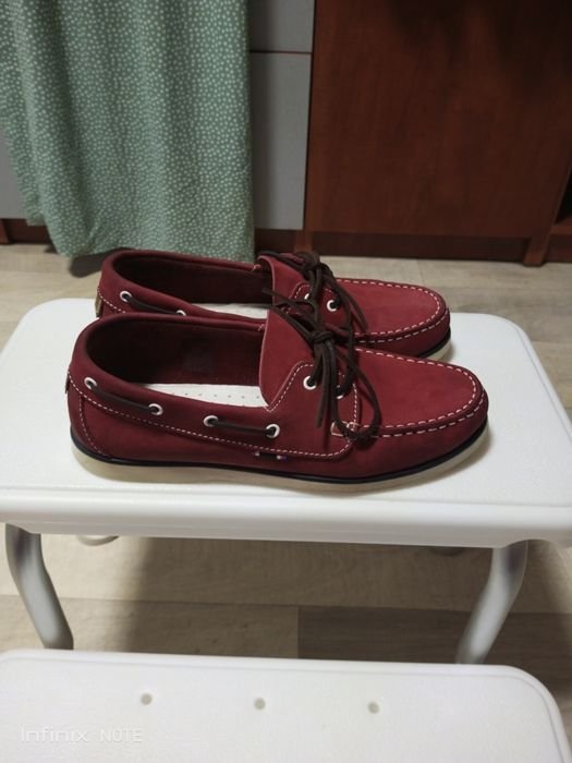 Women Loafers Burgundy Leather 38.5