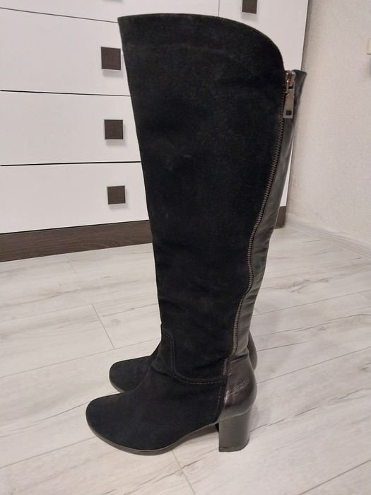 Women Leather Boots Black 38