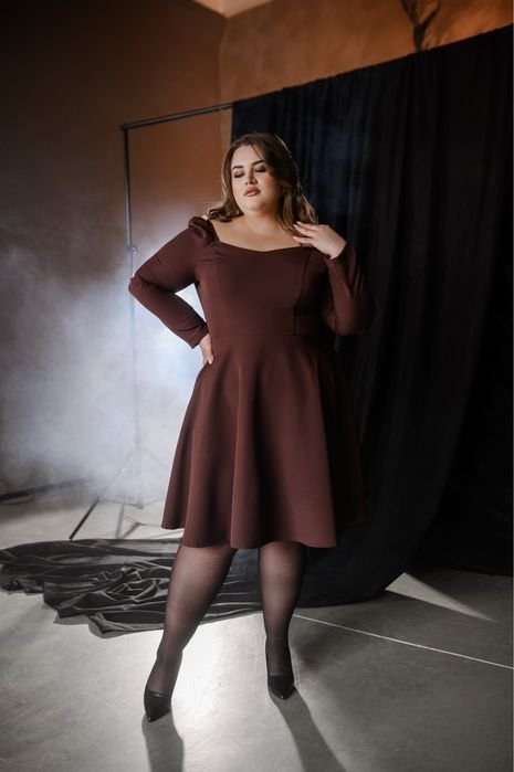 Women Dress Brown Fabric 46