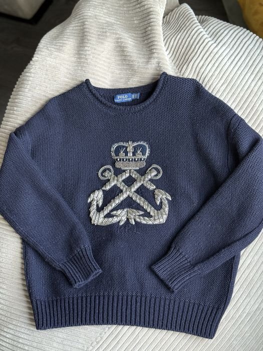 Damen Polo Ralph Lauren Pullover Blau Wolle 34