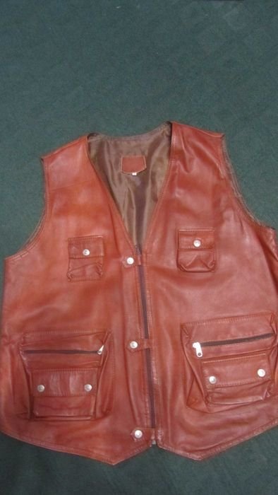 Uomo Gilet in Pelle Marrone 46